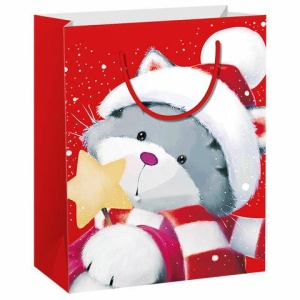 Пакет подарочный НАБОР 4 штуки, новогодний, 18х10х23 см, "Christmas Animals", ЗОЛОТАЯ СКАЗКА, 591956