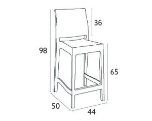 Стул пластиковый полубарный Maya Bar 65 черный