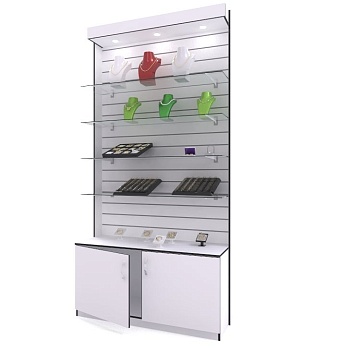 СП-1 Стеновая панель с накопителем  с дверками цвет Белый с черной кромкой