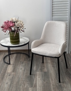 Стул БРИО (BRIO) CATO-01 Белый, фактурная ткань / черный каркас, ®DISAUR