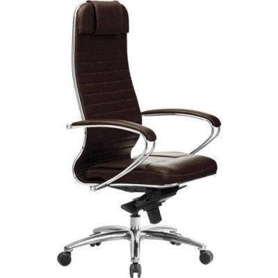 Кресло офисное МЕТТА "SAMURAI" KL-1, кожа, темно-коричневое