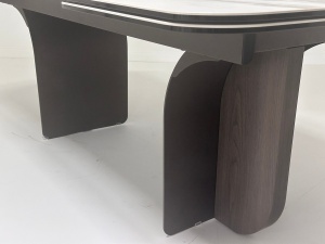 Стол INGERMAN 200 KARAKATA BROWN, керамика на стекле / Темно-серый металл+ шпон,  каркас, ®DISAUR