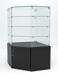 Витрина стеклянная "ИСТРА" островная №202 (без дверки, фасад -стекло), Черный