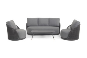 "Монтелла" лаунж-зона 5-местная плетеная из роупа (веревки), каркас алюминиевый темно-серый, роуп темно-серыйцвет Темно-серый