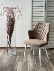 Стул ГЕРМАН (HERMAN) 360 град. ЛАТТЕ #25, велюр / белый каркас