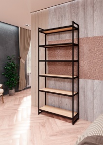 Стеллаж с полками PORTA ПД-2009Ч, 205 × 89 × 30 см, 6 полок — ЛДСП, дуб сонома