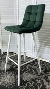 Барный стул LECCO UF910-14 DARK GREEN, велюр/белый каркас, 4 шт./2 кор.