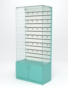 Витрина стеклянная "ИСТРА" №105-ЭП (без дверок, задняя стенка - экономпанель), Тиффани Аква