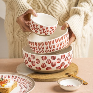 Миска-Боул LOVE PRINT, керамика, красный принт, d20,2*8,3см