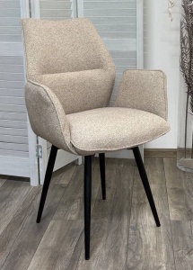 Стул ГРИН 360 град. поворот. NS-04 Крем, букле / черный каркас,