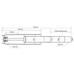 Газ-лифт BRABIX A-100 короткий, ХРОМ, длина в открытом виде 346 мм., d50 мм., класс 2, 532004