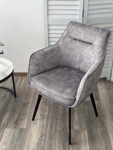 Стул РЕНЛИ (RENLY) 180 град. поворот. 7525-180 Серый, велюр / Черный, ®DISAUR