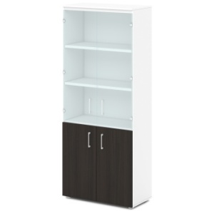 Шкаф для документов со стеклом S-614 Сентида - Sentida (Восприятие) цвет Дуб Честерфилд и Белый