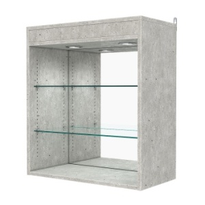 Витрина настенная с регулировочными полками №1-4ГГ-РЕГ с зеркалом и с подсветкой, Метрополитан Грей