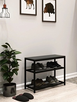 Банкетка обувница CORRIDO-550NN черная с черной полкой