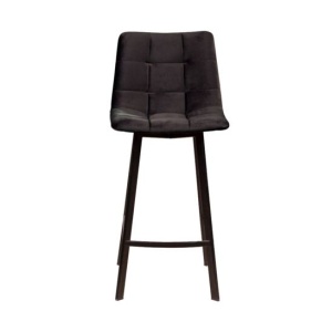 Стул полубарный UNO, бархат антрацит / чёрный профиль