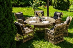 "Эспрессо–150 C" обеденная группа плетеная, цвет соломенныйцвет соломенный