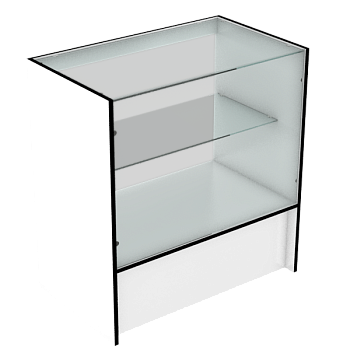  ПР-32-новый прилавок торговый остекленный средний цвет Белый с черной кромкой
