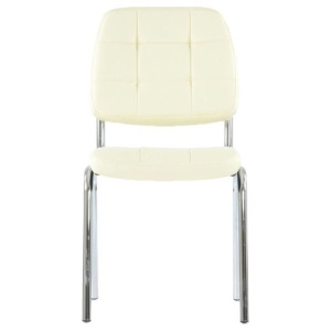 Стул для посетителей хром, бежевая кожа