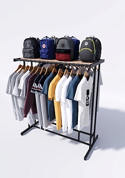 Рейл для одежды FORTE-NERO 1,3 м двухсторонний с полкой