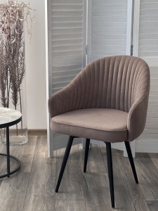 Стул ШЕЛЛ 360 град. поворот. B5 Капучино, велюр / черный каркас,