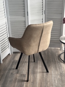 Стул СОЛИС 360 град. поворот.  Федерика Бежевый, иск.замша / черный каркас,