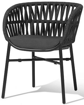 Кресло плетеное с подушкой Tahiti черный, темно-серый, черный