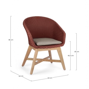 Кресло плетеное с подушкой Coachella натуральный, алый