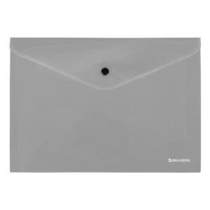 Папка-конверт с кнопкой СЕРЕБРИСТАЯ BRAUBERG "SILVER", А4, непрозрачная, ПРОЧНАЯ 0,2 мм, 272884