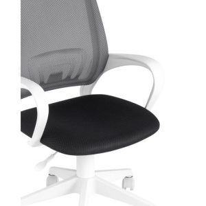 Кресло офисное TopChairs ST-BASIC-W серый, черное сиденье, крестовина пластик белый