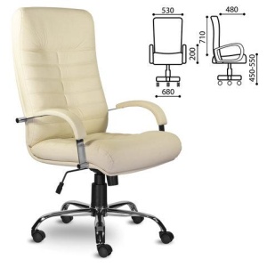Кресло офисное "Консул", кожа, хром, монолитный каркас, бежевое К-21