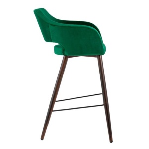 Стул барный Саймон, велюр темно-зеленый