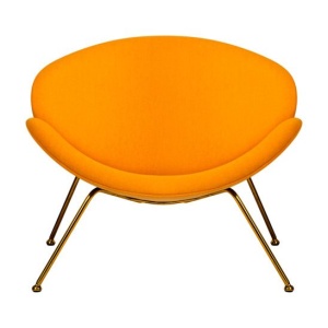 Кресло Cosiness, желтая ткань, золотое основание