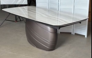 Стол ОАЗИС (OASIS) 200 см - 300 см TL-613, испанская керамика / Бронзовый графит каркас, ®DISAUR