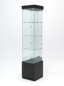 Витрина стеклянная "ИСТРА" №4 (с дверкой, задняя стенка - зеркало), Черный