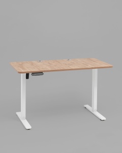 Стол с регулировкой высоты, 1 мотор, память 3 уровня высоты,белый, 120*60 см, светлое дерево