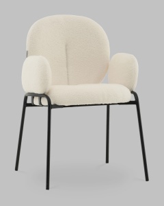 Стул с подлокотниками Моллек букле молочный