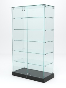 Витрина стеклянная "ИСТРА ХИТ ПРОДАЖ" №505 (с дверками, задняя стенка - стекло), Черный
