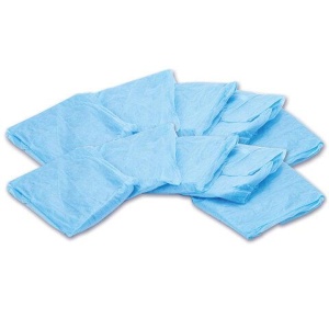 Халат одноразовый голубой на липучке КОМПЛЕКТ 10 шт, XXL, 110 см, резинка, 20 г/м2 СН