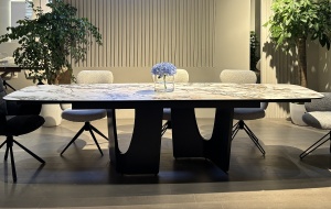 Стол БИРГЕР (BIRGER) 200 цвет KL-188 Контрастный мрамор, итал./ Темно-серый, ®DISAUR