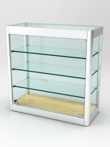 Витрина из профиля настенная "ВАЙБ ИКС" №4-3П-С-220 (задняя стенка Cтекло), Дуб Золотистый