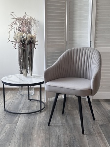 Стул ШЕЛЛ 360 град. поворот. цвет B22 Серый, велюр / черный каркас