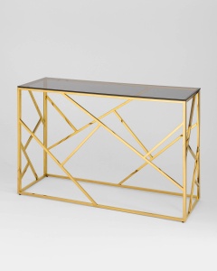 Консоль АРТ ДЕКО 120х40 золото стекло smoke