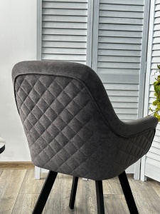 Стул ДЖЕТ (JET) 360 град. поворот. B28 Темно-серый, велюр / черный каркас