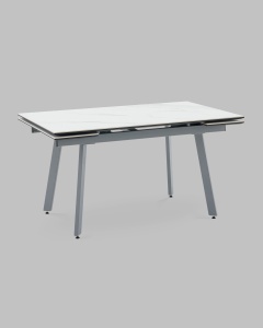 Стол Тайл 140-200/85/75 столешница Snow white подстолье металл серый