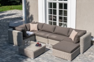 "Лунго" трансформирующаяся лаунж-зона из искусственного ротанга, цвет бежевыйцвет Бежевый