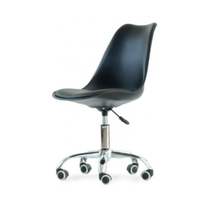 Стул на колесах Sephi Roll, черная экокожа