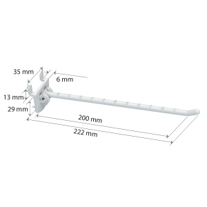 Крючок одинарный SINGLE HOOK-CR-200 белый, в картон, длина 200 мм