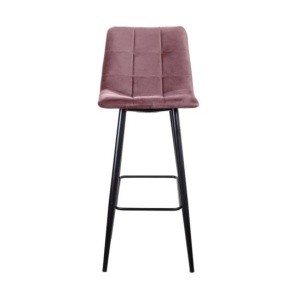 Стул барный UNO бархат пудровый / чёрный конус