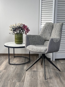 Стул ДАВЕН (DAVEN) 360 град, цвет СЕРЫЙ RIELY-450 /  G1038-04 , ткань  /ТЕМНО-СЕРЫЙ каркас, ®DISAUR